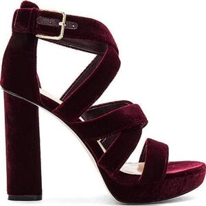 New In Box Vince Camuto CATYNA Burgundy Velvet Strappy Platform Heels SIZE US7